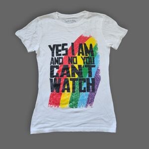 White Rainbow Pride Tee, Women's S